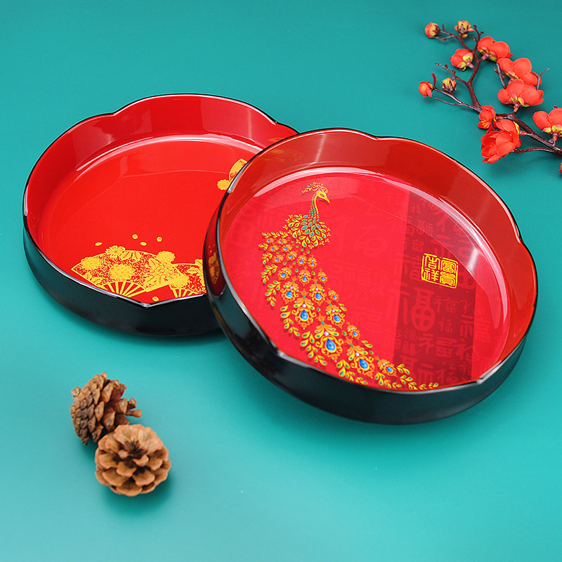 五和双色花边托盘